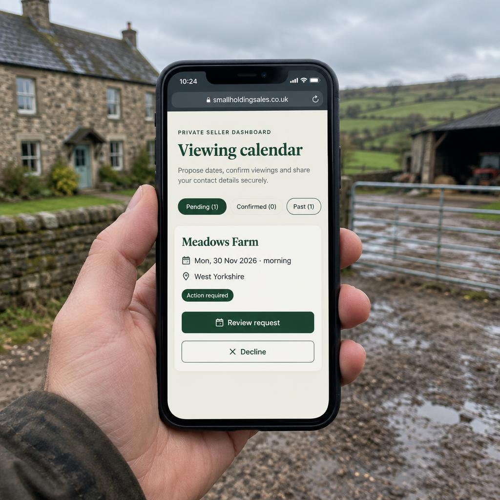 Phone showing a buyer message asking to arrange a viewing